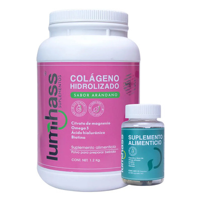 Colágeno Hidrolizado Lumihass Sabor Arándano 1.2 Kg + Détox 60 Capsulas I 48 Porciones I Con Omega 3 + Aguacate + Magnesio + Acido Hialurónico + Biotina I Piel, Cabello, Uñas Y Articulaciones | MercadoLibre