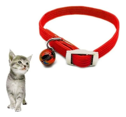 Collar Elastizado Gatos Gatitos Bebe Kitten Perros Chicos Color Rojo