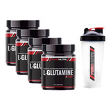 Combo 4x L-glutamina 100% Pure - 4 Potes 300g + Coqueteleira