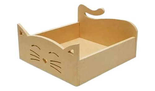 Gato Caja Decorativa Guacal De Madera Para Regalo Sorpresa