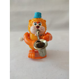 Figura Gatito Naranja Saxofon De Cuerda   Vintage Tomy