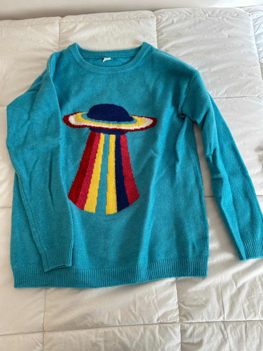 Sweater Mujer Con Diseño Color Turquesa