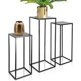 Set De 3 Soportes De Metal Plantas Altos, Mesa De Pedes...