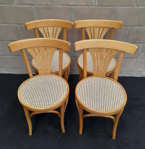 Antiguo Juego Thonet De 4 Sillas  Esterilla Bar Peineta