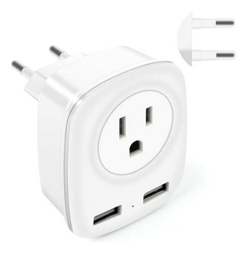 Adaptador De Enchufe De Viaje Europeo, Cargador Usb, Enchufe