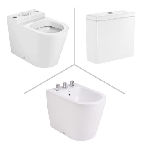 Juego De Baño Roca Inspira, Inodoro Largo + Bidet + Deposito