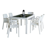 Juego Jardin Simil Rattan Mesa + 6 Sillas Voss2000