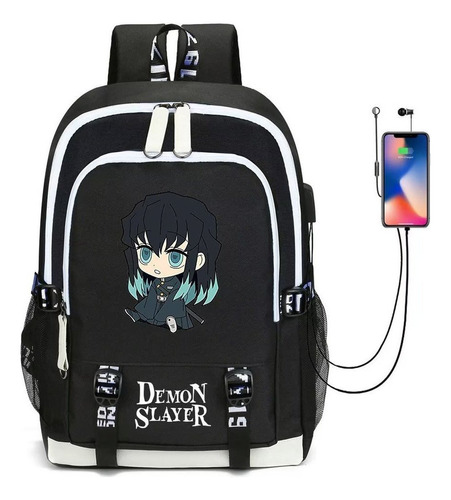 Mochilas Escolares Impermeables Demon Slayer Con Puerto Usb