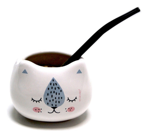 Mate, Bowl O Maceta Cerámica Cat Gato Simón Acabajo Deco