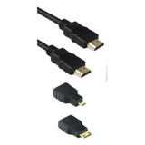 Cable Hdmi Mas Adaptadores Micro Hdmi Y Mini Hdmi