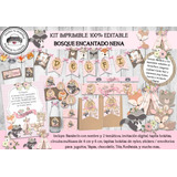 Kit Imprimible Animales Del Bosque Encantado Nenas Candy Bar