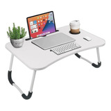 Mesa Plegable De Cama Para Laptop Portatil Con Porta Vasos Color Blanco