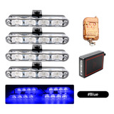 Kit 4 Luces Led Azul Destellante 12/24v Con Control A-vip