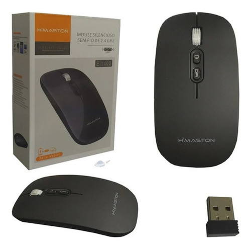 Mouse Hmaston Ergonomico Recarregavel Leve Clique 