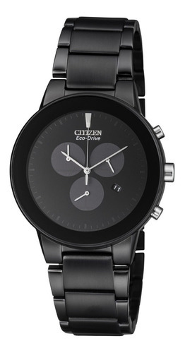 Reloj Citizen Hombre Ecodrive Crono Acero At224557e Color De La Malla Negro Color Del Bisel Negro Color Del Fondo Negro