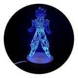 Lampara 3d Vegetto Dragón Ball Z Base Madera