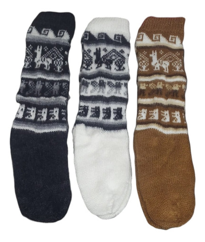 Pack 3 Calceta Calcetines Lana De Alpaca Unisex Invierno