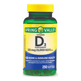 Vitamina D3 125mcg 5000 Ui Spring Valley 250 Capsulas Gel
