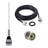 Antena Móvel 1/4 M-300c Vhf Cabo 5,5 Mts Adaptador Baofeng