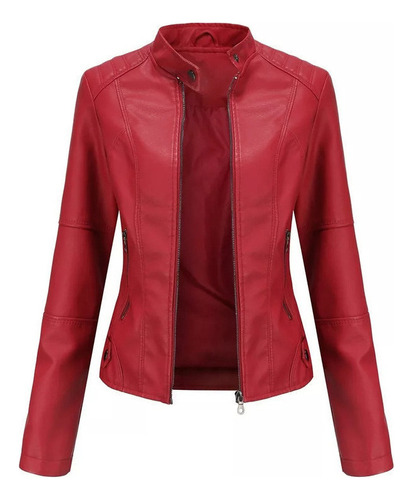 Jaqueta Feminina De Couro Para Motocicleta Handsome Coat