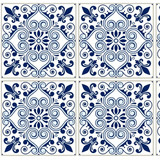 Papel De Parede Adesivo Cozinha Azulejo Azul Geométrico 12m
