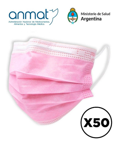 Barbijo Negro Tapaboca Descartable Anmat X50u Tricap 95 %