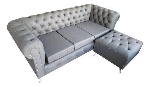 Sofa Sillon 3 Cuerpos Chesterfild Chester + Camastro Pana