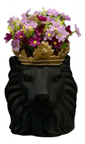 Maceta Rey León Corona Decorativa Decoración Animal Arte