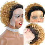Perucas De Cabelo Humano De Renda Frontal Pixie Curly Wigs