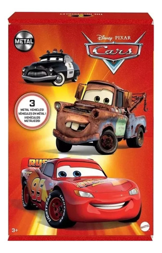 Set Cars X3 Metal: Rayo Mcqueen Sheriff Mate Original Mattel