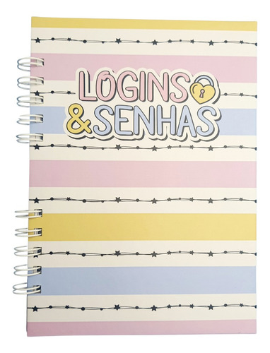 Caderno Logins E Senhas Colorido A5