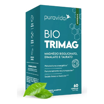 Vitaminas Bio Trimag Magnésio 60 Cápsulas Puravida | MercadoLivre