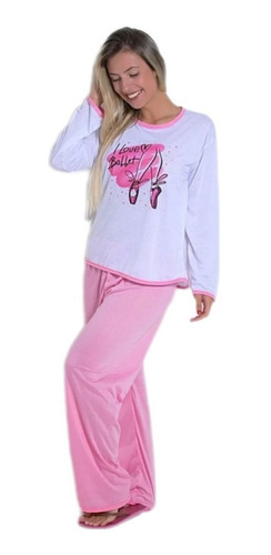 Pijama Feminino Manga Comprida Inverno Barato Atacado 