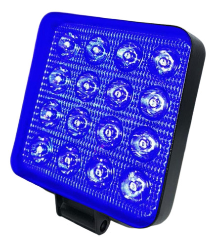 Farol De Milha 16 Leds 12v 24v 48w 12000k Quadrado Azul