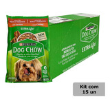 Kit 15 Sachê Dog Chow Cães Adultos Carne Mini 100g Caixa