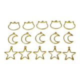30 Molduras Douradas Para Pingentes - Estrela, Gato E Lua