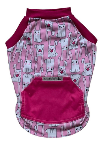 Roupas Cães Cachorro Lolô - Macho - Coelhinho Rosa - Pet 