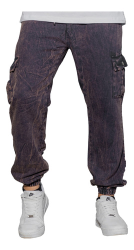 Pantalon Cargo Hombre Jogger Mom Jean Elástico Puños Premium