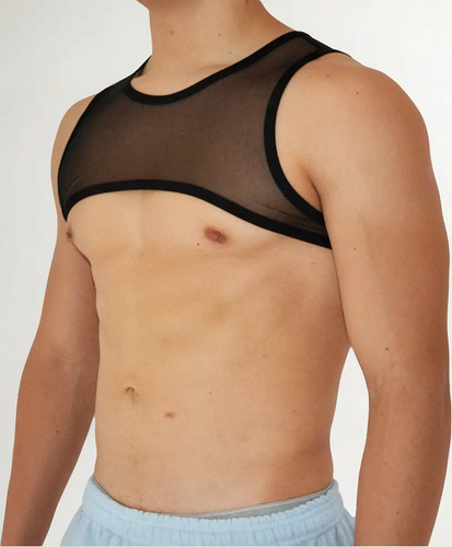 Crop Top Arnés Transparencia Mesh Para Hombre Sexy D´bose