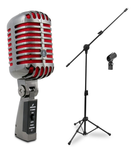 Microfone Arcano Vintage Vt-45 Bk2 C/ Maleta + Pedestal Pmv