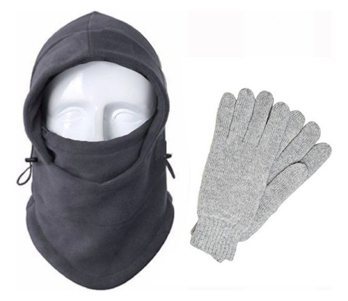  Combo Guantes Y Balaclava Tapabocas Térmico -gris