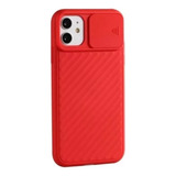 Carcasa Con Protector De Cámara Para iPhone 11 Pro Rojo