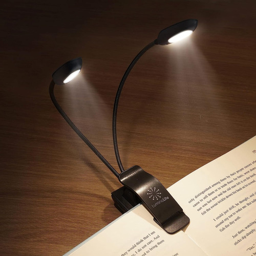 Luz De Libro Recargable De Dos Cabezas Para Leer De Noche En