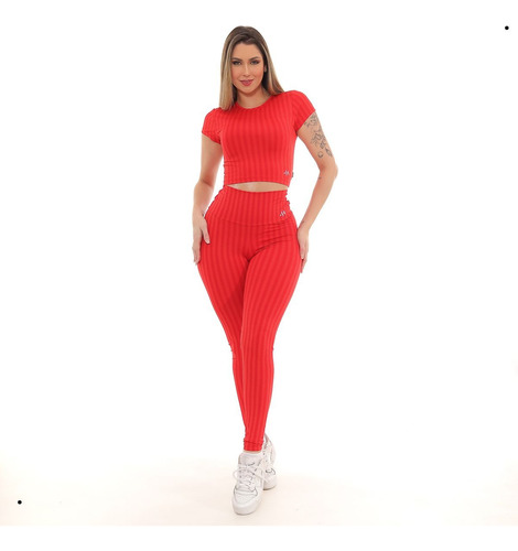 Conjunto Legging Feminina Elastano Fake 3d Estampado