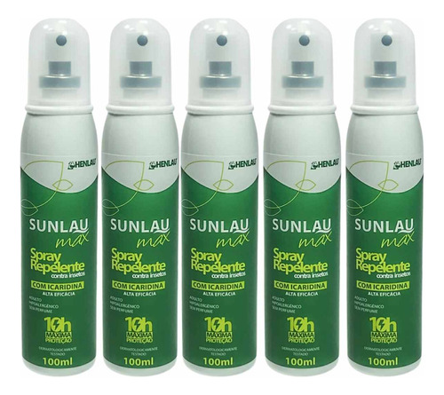 Kit 05un Repelentes Sunlau Max Protegeção Contra Mosquitos