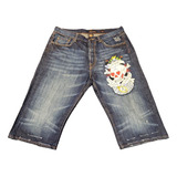 Pantalón Corto Marca Ed Hardy Mezclilla Azul 36 W