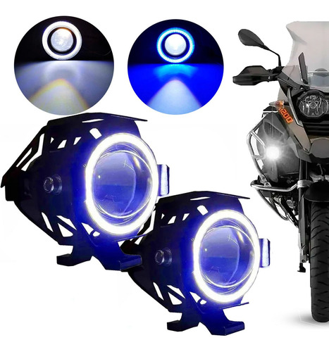 Par Farol Milha Moto Angel Eye U7 Led Auxiliar 30w Neblina