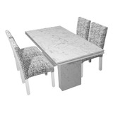 Juego Comedor Mesa Rectangular Tr 160x80 + 4 Sillas Chenille