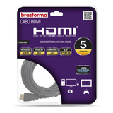 Cabo Hdmi 2.0v 4k Ultra Hd 3d Com 5 Metros Brasforma