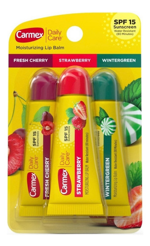 Carmex Pack X 3 Formato Pomo. Strawberry.cherry.menta.spf 15